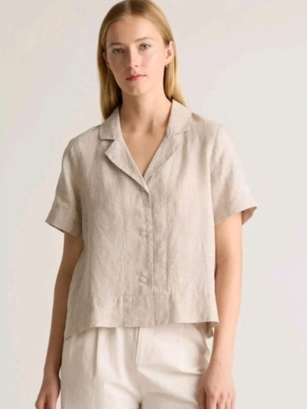 Quince 100% European Linen Short Sleeve Shirt Flax Size Large